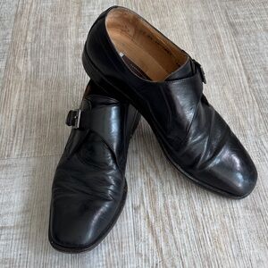 Johnston & Murphy Black Leather Monk Strap Oxfords